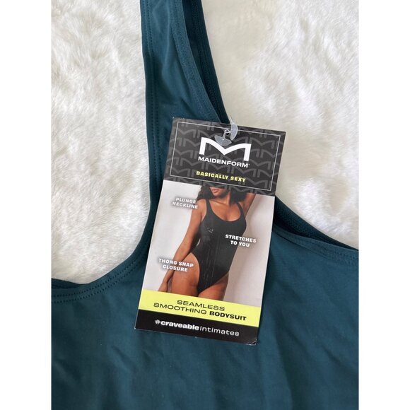 Maidenform size Large Smoothing Seamless Bodysuit Green Thong - Picture 3 of 5
